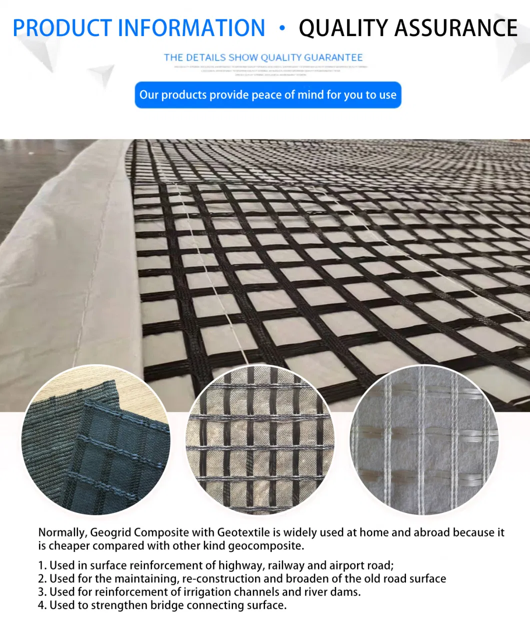 50/50kn Combigrid Biaxial Geogrid Composite with 150g Non Woven Geotextile Global Hot Sale